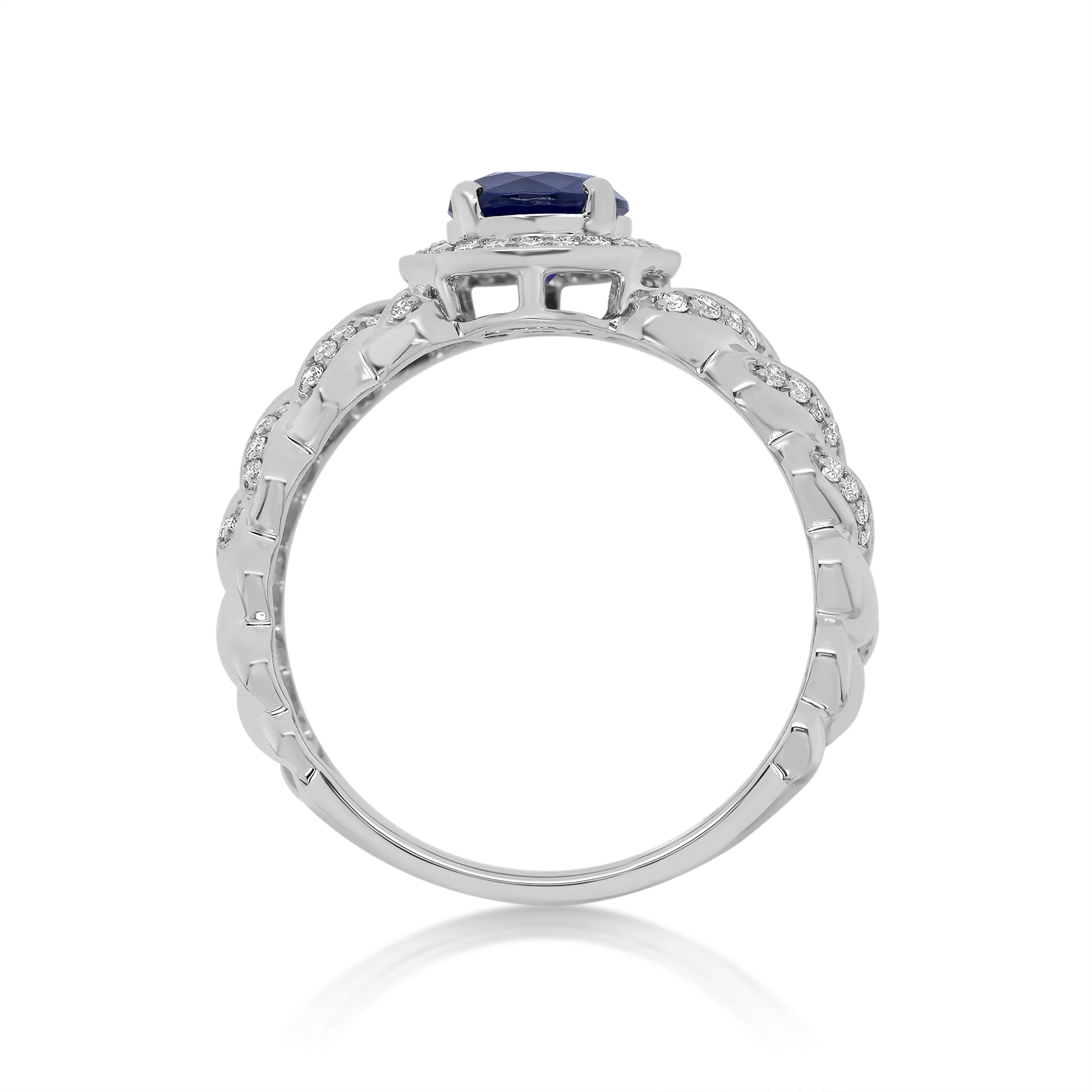 Diamond Ring 0.26 ct. 14K White Gold Round Blue Center Stone
